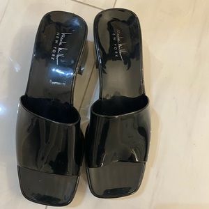 Patent black sandals